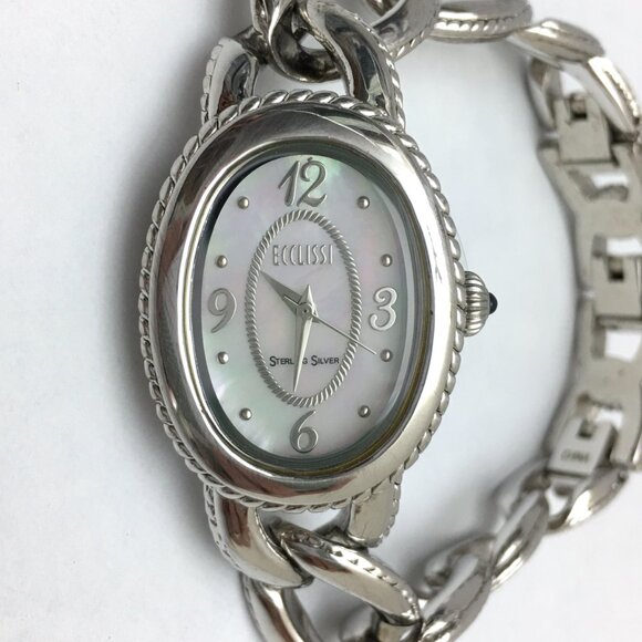 Vintage Ecclissi Watch Sterling Silver Quartz Chain Link Works - Picture 2 of 8